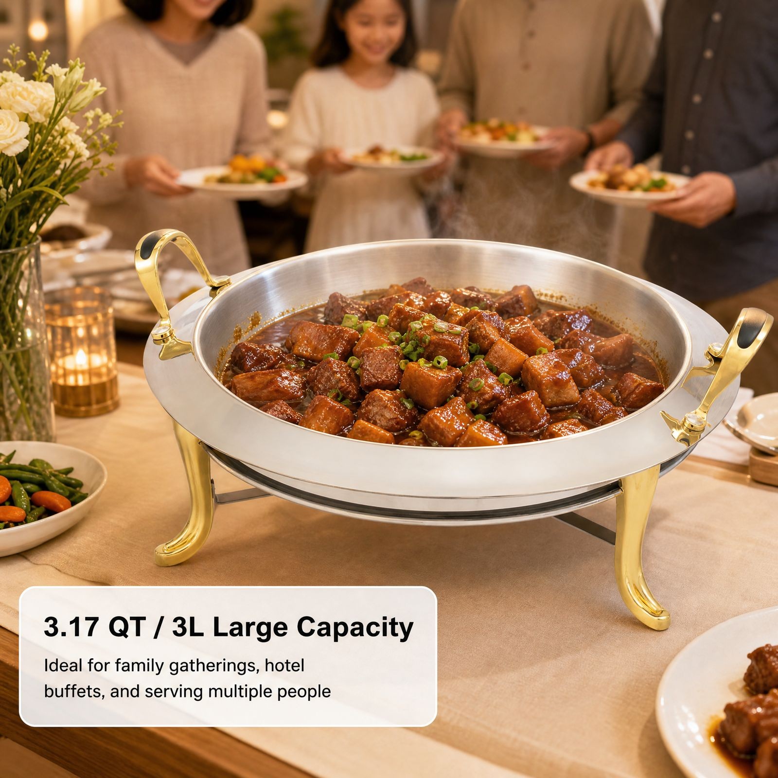 Round Chafing Dish Buffet Set  – Snacks Food Warmer Bewertung und Preis