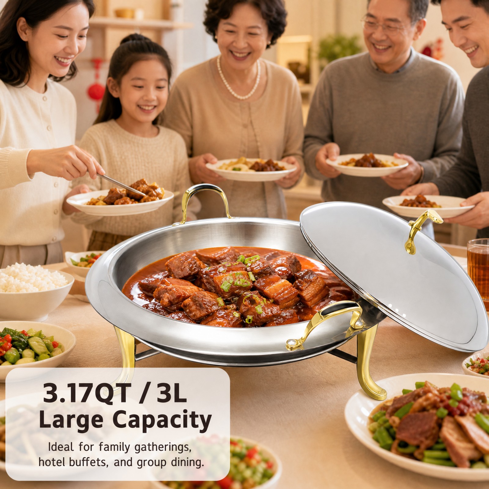 Round Chafing Dish Buffet Set  – Snacks Food Warmer Bewertung und Preis