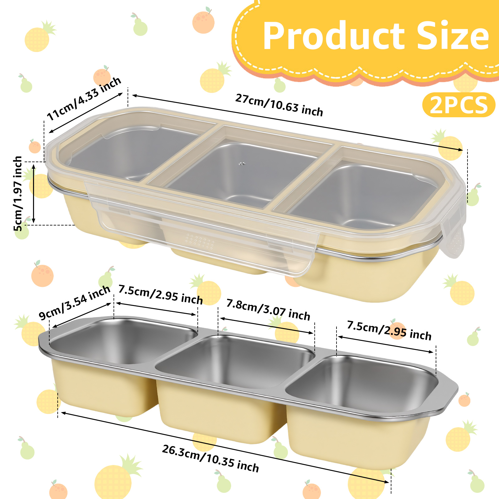 2Pcs Small Lunch Box 2/3Grids  – Food Snacks For Picnic Bewertung und Preis