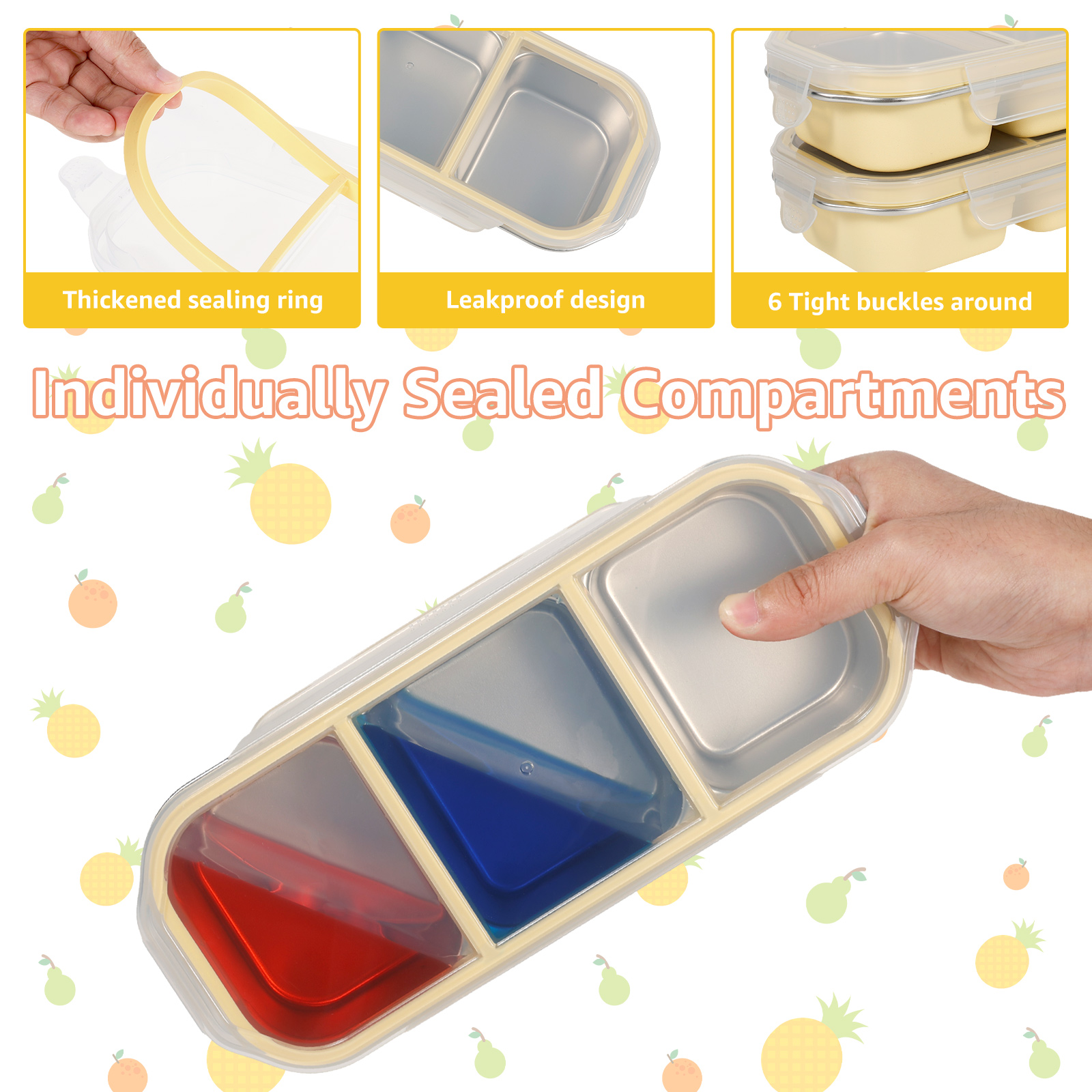 2Pcs Small Lunch Box 2/3Grids  – Food Snacks For Picnic Bewertung und Preis